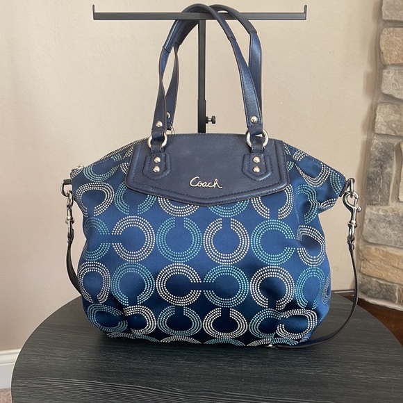 Coach Ashley Dotted OP ART North South Satchel Shoulder Bag - Picture 2 of 14